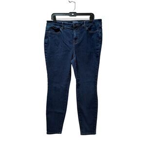 NYDJ Skinny Ankle Jeans Women 12 Blue Dark Rinse Lift Tuck Stretch Denim 35x26.5